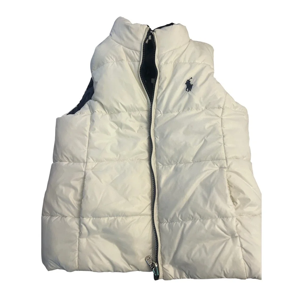 Polo Ralph Lauren Kids Reversible Down Puffer Vest Navy White Crest Size 6